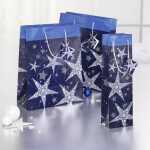 Geschenktasche SIGEL klein - blau - Sterne 17 x 23 x 9 cm