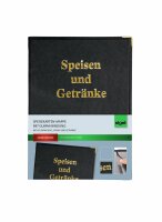 SIGEL SM101 Speisekarten-Mappe - 1 Stück - inkl. 2 Doppel-Transparenthüllen für 8 Seiten - Gummi-Bindung - A5 - schwarz