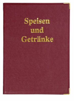 SIGEL SM102 Speisekarten-Mappe - 1 Stück - inkl. 2 Doppel-Transparenthüllen für 8 Seiten - Gummi-Bindung - A4 - rot