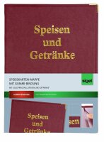 SIGEL SM102 Speisekarten-Mappe - 1 Stück - inkl. 2 Doppel-Transparenthüllen für 8 Seiten - Gummi-Bindung - A4 - rot