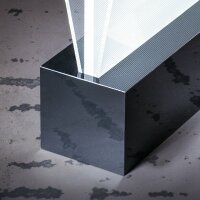 SIGEL TA423 LED-Tischaufsteller - 11,60 x 19,20 x 4,60 cm - A6 - senkrecht - beidseitige Präsentation - glasklar/schwarz - Acryl (PMMA)