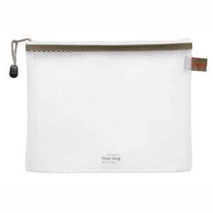 Reißverschluss-Beutel "Phat-Bag", A5, mit Zip weiß, Bordierband taupe