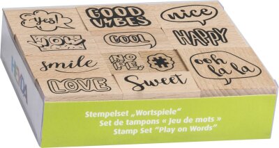 HEYDA 204888682 Stempel-Set Wortspiele 12 x 10 x 3 cm Holz