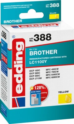 Edding Druckerpatrone EDD-388 Brother LC1100 yellow - REMAN -