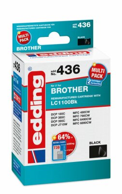 Edding Druckerpatrone EDD-436 Brother LC1100 black 2erPack REMAN