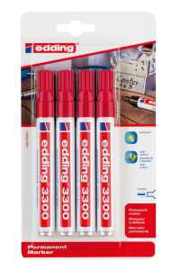 Edding Permanentmarker 3300 1-5 mm rot 4er-Blister