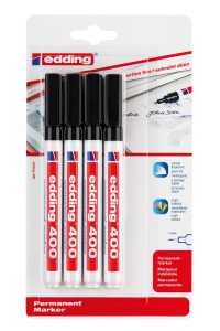 Edding Permanentmarker 400 1 mm schwarz 4er-Blister