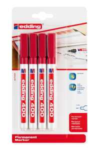 Edding Permanentmarker 400 1 mm rot 4er-Blister