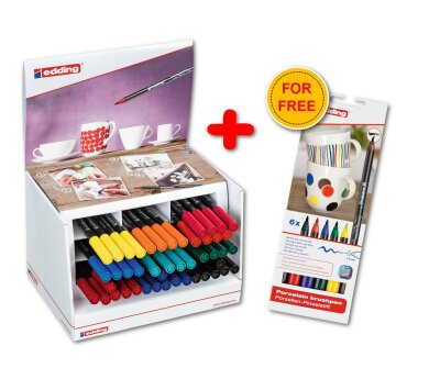 Edding PROMO-Porzellan-Pinselstift Display 52590 - inkl. 1 Set Gratis