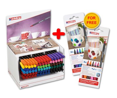 Edding PROMO-Porzellan-Pinselstift Display 52591 - inkl. 2 Sets Gratis