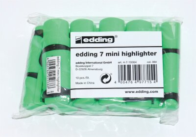 Edding Mini Textmarker 7 10er-Polybeutel neongrün