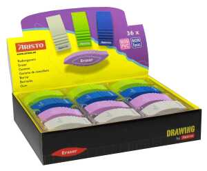 Aristo Blei- und Farbradierer Green 36er Display, farbig sortiert