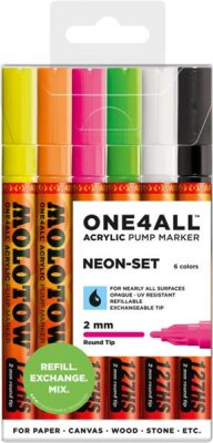 Molotow Acrylmarker One4All 127HS 2mm Etui Neon-Set 6 Stück