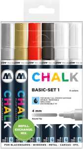 Molotow Kreidemarker CHALK, 4mm 6er Etui, Basic Set 1, sortiert