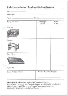 RNK Bauformulare & Handwerk, A5, Palettenschein / Lademittelnachweis -Block - SD