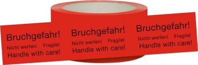 RNK Signalklebeband, 66 mx50mm, "Bruchgefahr! Nicht werfen!"