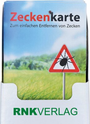 RNK Notfall-Helfer, 115x80mm, 15er Display Zeckenkarten "Safecard"