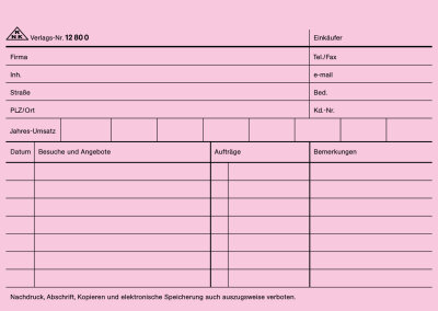 RNK Vertreterkarteikarte A6 rosa 100St