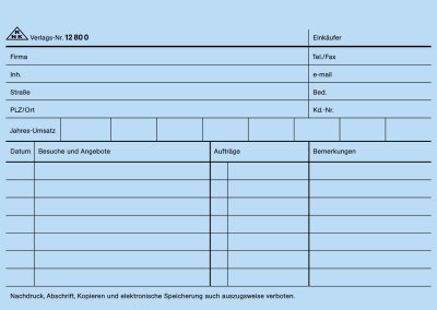 RNK Vertreterkarteikarte A6 blau 100St