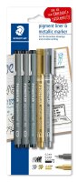 Staedtler pigment liner 3 ST & Met.marker BK