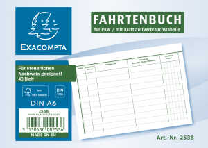 Fahrtenbuch A6 Quer 40 Blatt