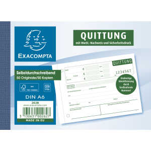 Exacompta Quittungen A6 Quer 2x50 Blatt m. Nr
