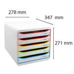 Schubladenbox Big Box Plus - A4+, 5 offene Laden, weiß/harlekin/weiß