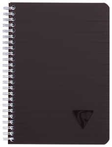 Doppelspiralbuch A5, 90 Blatt liniert mit Rand, schwarzer Einband