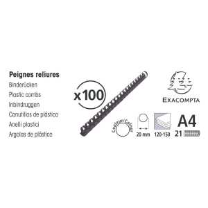 100 plast. binderücken 20mm A4 sw