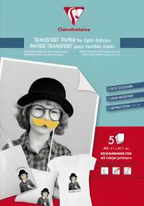 Clairefontaine Papier Textil hell Transfer A4 5Bl