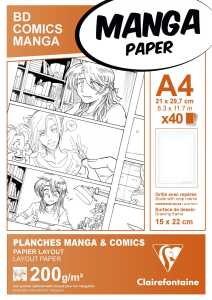 Clairefontaine Manga Etui BDComic A4 40Bl GS 200g