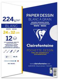 Clairefontaine Zeichenpapier Körn 24x32 224g 12Bl+3Bl