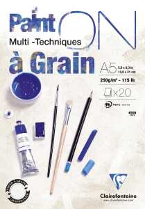 Clairefontaine PaintOn gekörnt A5 250g weiß 20Bl