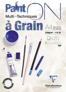 Clairefontaine PaintOn gekörnt A4 250g weiß 20Bl
