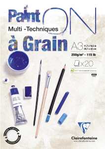 Clairefontaine PaintOn gekörnt A3 250g weiß 20Bl