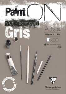 Clairefontaine PaintOn gr Fgekörnt A3 250g 30Bl