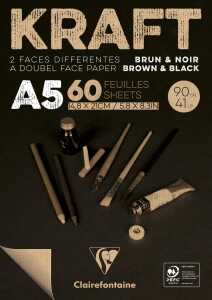 Clairefontaine Block A5 Kraftpapier br/sw 90g 60Bl