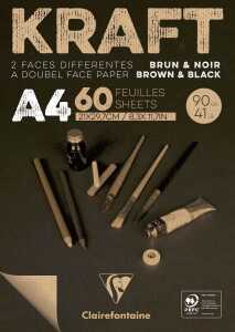 Clairefontaine Block A4 Kraft braun/schwarz 90g 60Bl