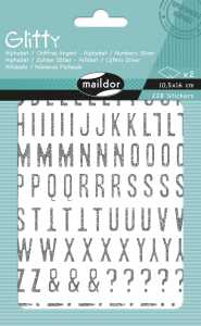 Maildor Glitty A6 Buchstaben&Zahlen silber 2Bg