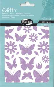 Clairefontaine Glitty A6 Schmetterl&Blumen violett 2Bg