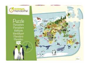Avenue Mandarine Puzzle, Weltkarte 56x40cm