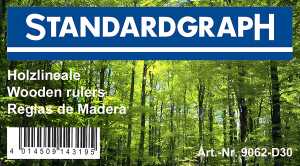 Standardgraph Holzlineal 20 cm mit Stahleinlage im 30er Display
