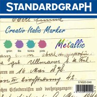 STDGRAPH Creativ Italic Marker mit 4 Ringen à 10 Markern in grün türkis lila und pink im Display