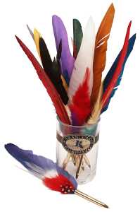 Rubinato Kugelschreiber Gänsekiel mit Metallgriff, 10 Stück