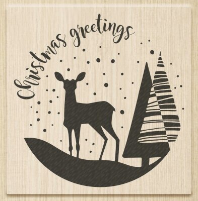 HEYDA 211801420 Stempel Weihnachten Christmas Greetings Holz matt lackiert