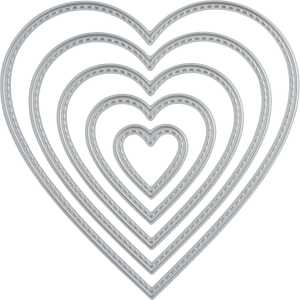 Stanzschablone Stitches Herz 30x 30 mm - 120 x 120 mm Metall
