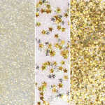 Glitter Glue Galaxy weiss Confetti Sterne gold Flaky gold Regenbogen