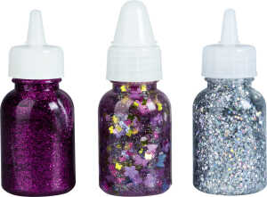 Glitter Glue Spring fuchsia Confetti Schmetterlinge bunt Flaky silber