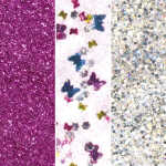 Glitter Glue Spring fuchsia Confetti Schmetterlinge bunt Flaky silber