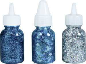 Glitter Glue Stars himmelblau Confetti Sterne blau Flaky silber